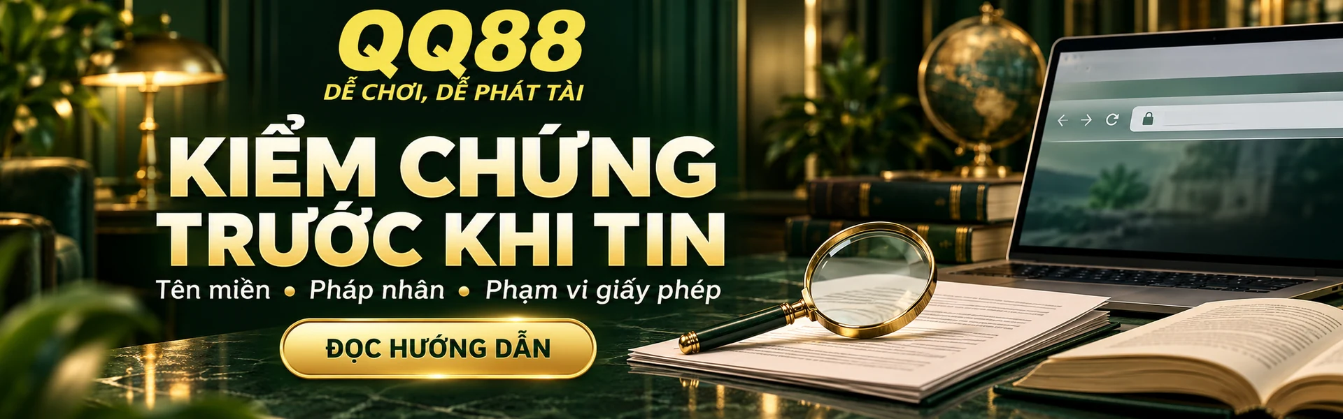 Banner kiểm tra tên miền, pháp nhân và phạm vi giấy phép