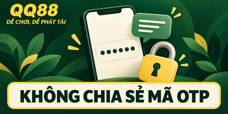 Minh họa điện thoại và ổ khóa nhắc không chia sẻ mã OTP